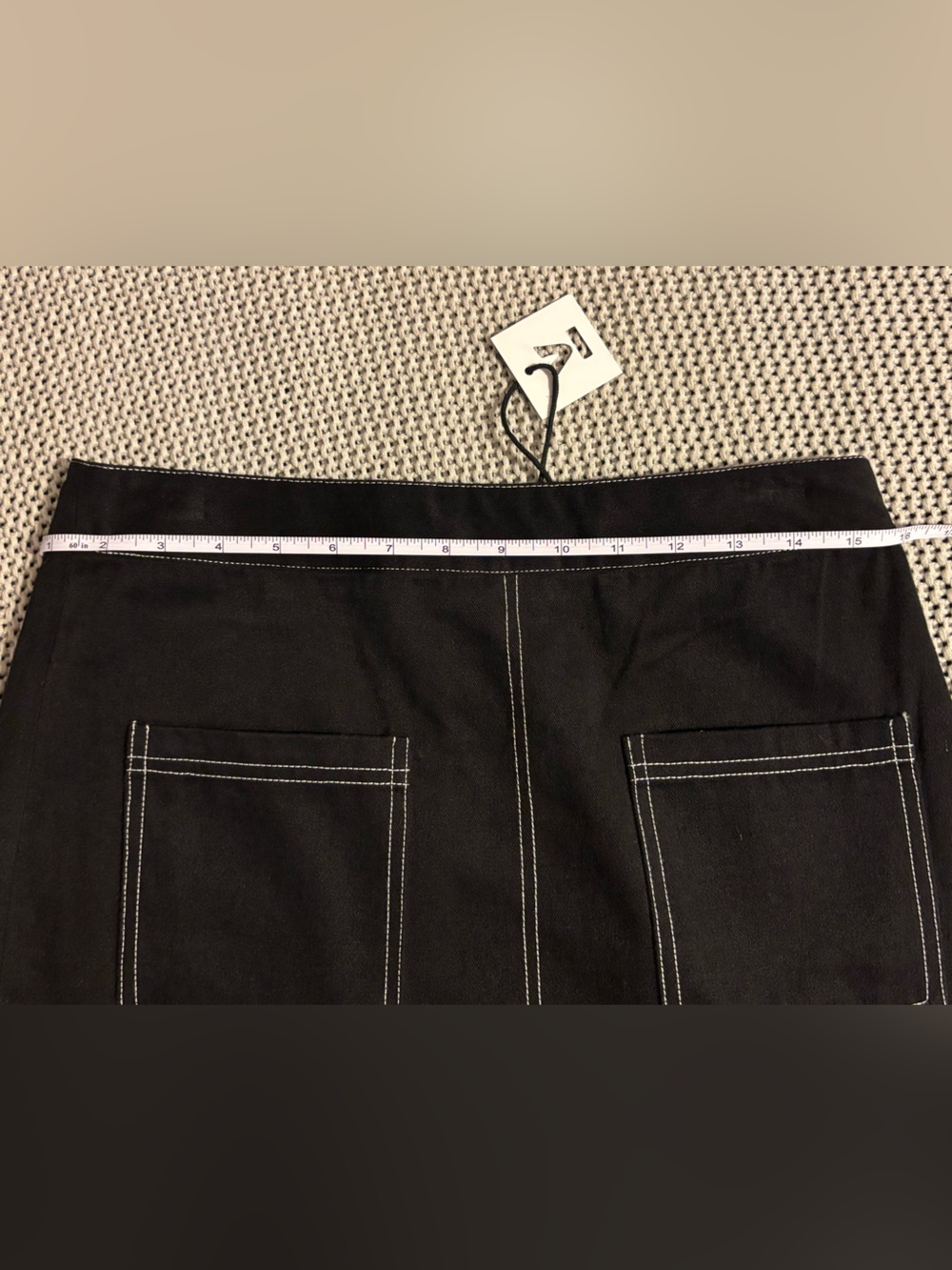 Very J Black Mini Skirt with White Contrast Stitching - Picture 8 of 10